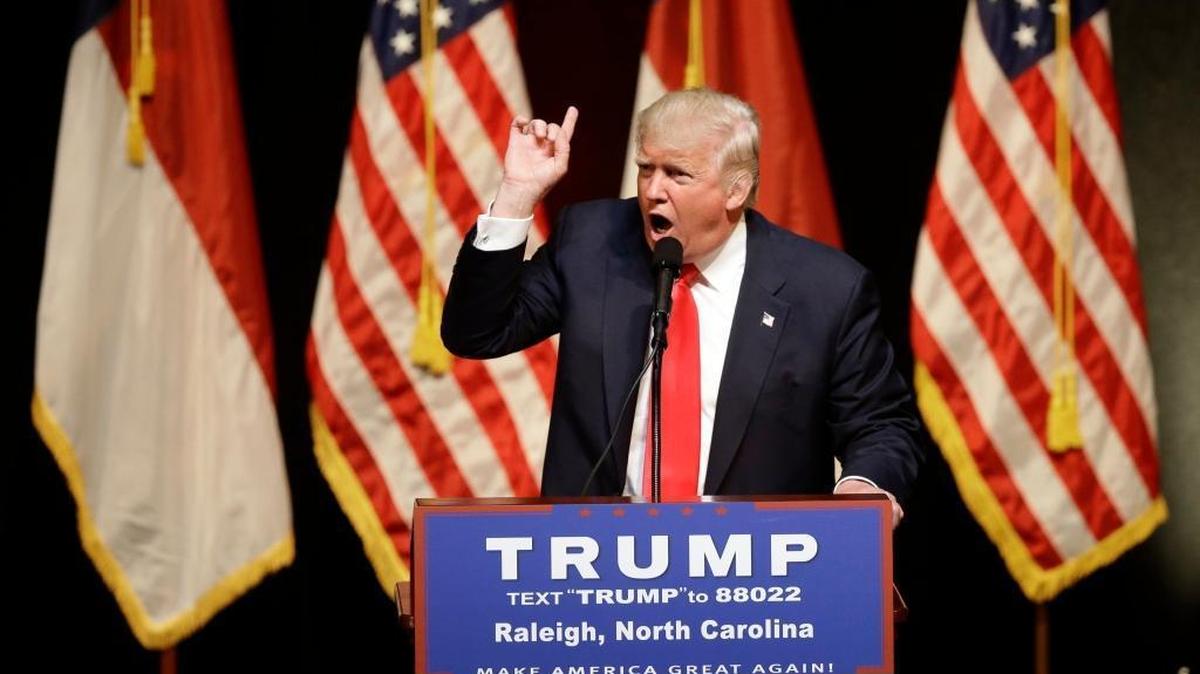 Republican Presidential candidate Donald Trump speaks at a rally in Raleigh, N.C., Tuesday, July 5, 2016.