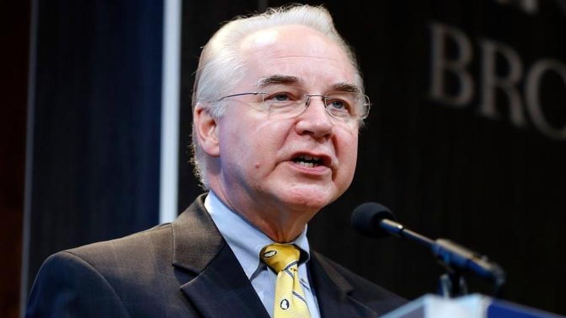 Republican Rep. Tom Price of Georgia, President-elect Donald Trump's choice for Health and Human Services Secretary, delivers the keynote address at an event hosted by the Brookings Institution on Nov. 30, 2016 in Washington.