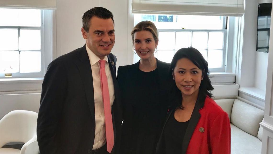 Republican Rep. Kevin Yoder of Kansas met with Ivanka Trump and Democratic Rep. Stephanie Murphy of Florida at the White House on Tuesday to talk about taxes.