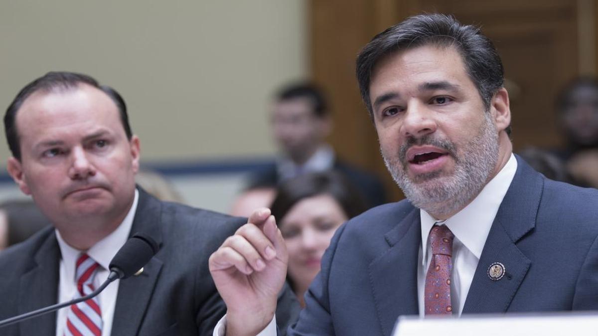 Idaho Republican Rep. Raul Labrador, right, sponsor of the First Amendment Defense Act, testifies at a House Committee on Oversight and Government Reform hearing in Washington on Tuesday, July 12, 2016. Labrador said his bill aimed to give new legal protections for people who believe in traditional marriage, while critics say it would discriminate against gays and lesbians.