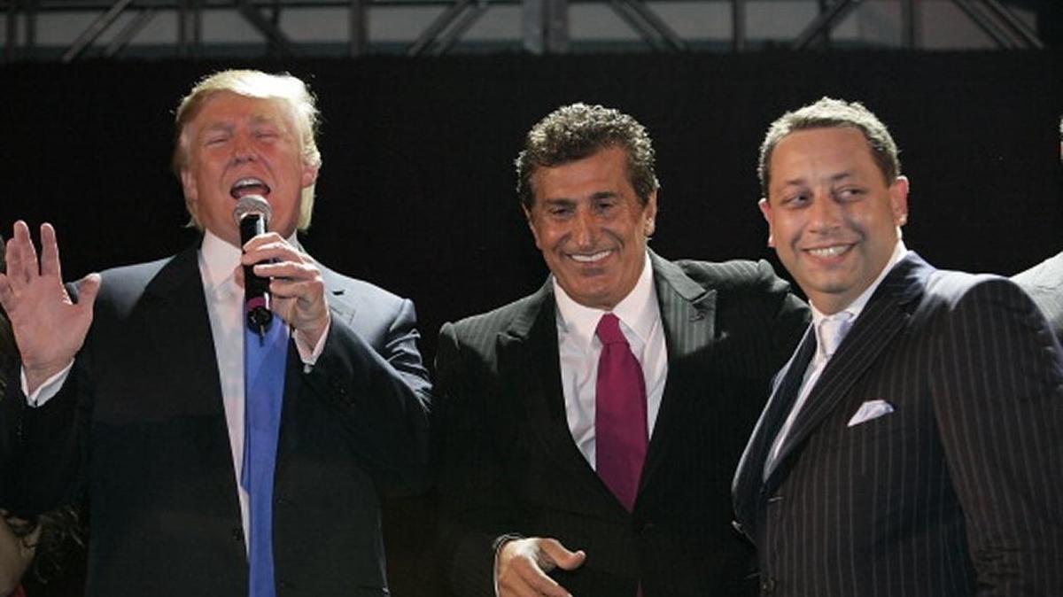 Donald Trump, Tevfik Arif and Felix Sater attend the Trump SoHo launch party on Sept. 19, 2007, in New York.