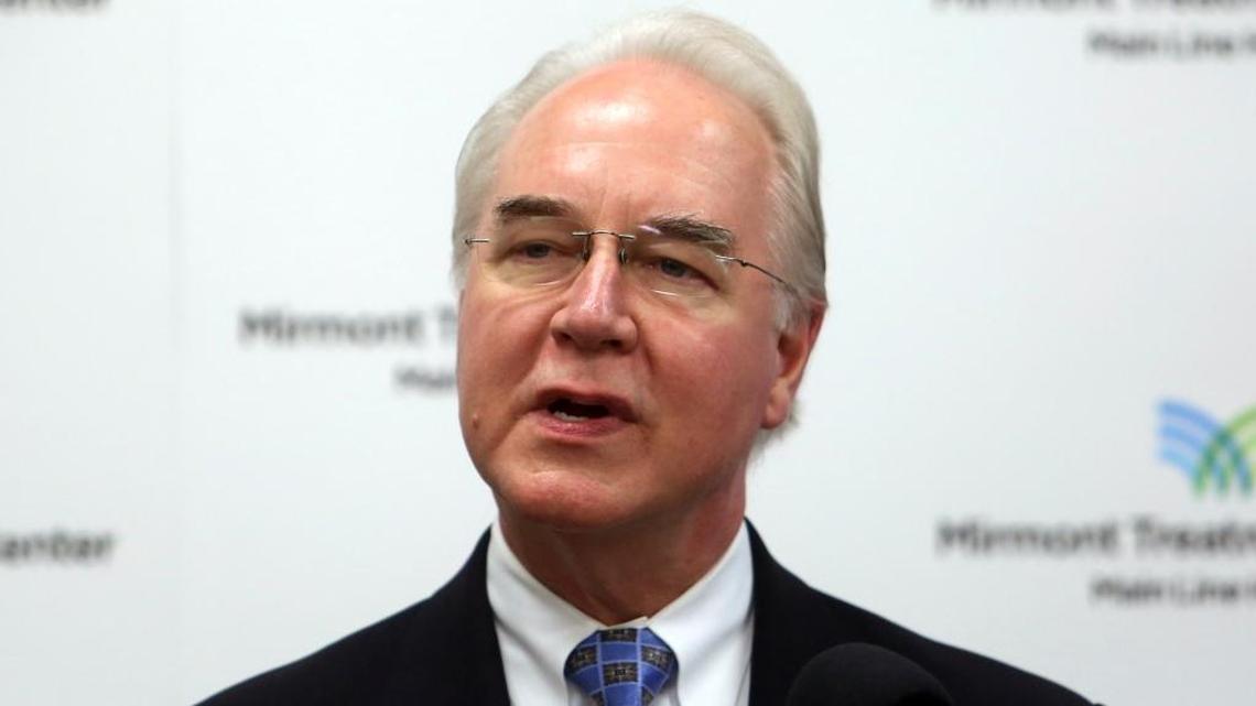 FILE - In this Sept. 15, 2017, photo, Health and Human Services Secretary Tom Price speaks at the Mirmont Treatment Center in Media, Pa. Federal investigators say they are reviewing Health and Human Services Secretary Tom Priceâ€™s recent use of costly charter flights on official business to see if it complied with government travel regulations. The inspector general’s office for HHS confirmed the review on Sept. 22.