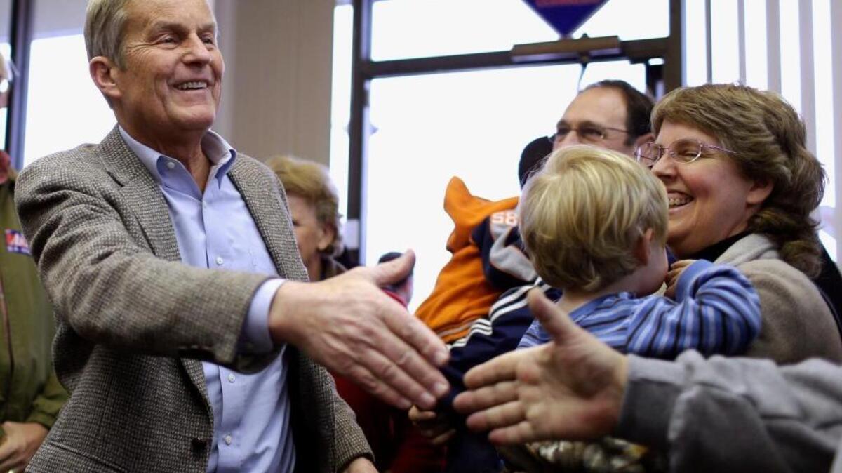 In this Nov. 5, 2012 file photo, Todd Akin, then a Missouri Republican Senate candidate, campaigns in Florissant, Mo. Akin, whose “legitimate rape” comments during the 2012 U.S. Senate campaign were roundly criticized now says he was wrong to apologize. Akin says in a new book that his remarks on whether abortion should be legal in cases of rape were taken out of context and led to his “political assassination” and betrayal by GOP allies. Akin lost to Democrat Claire McCaskill.