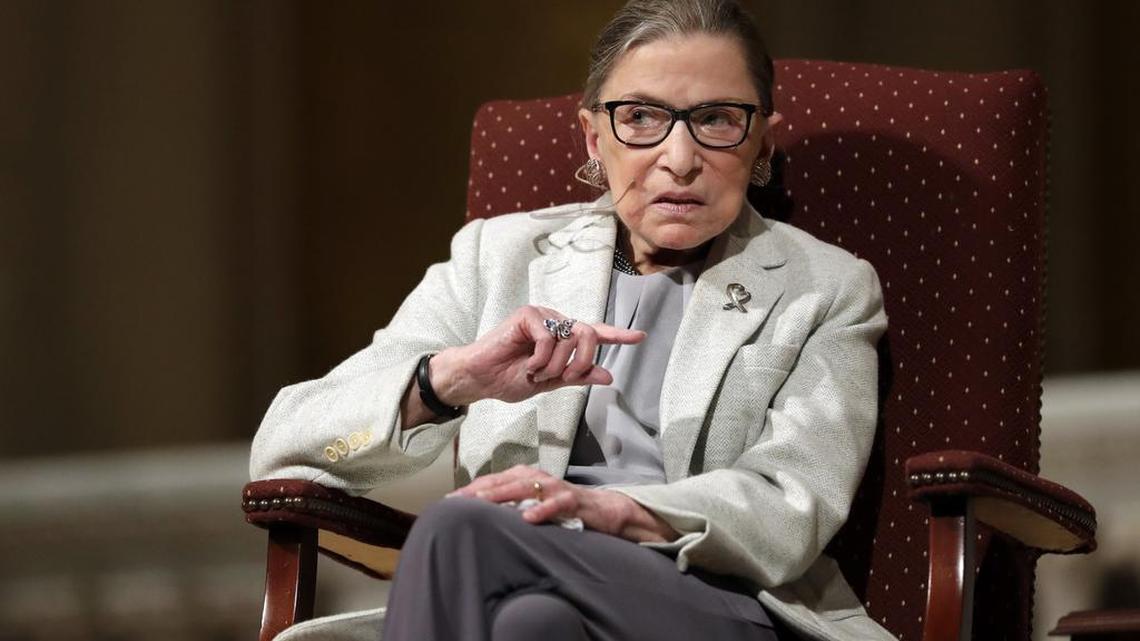 U.S. Supreme Court Justice Ruth Bader Ginsburg speaks during a visit to Stanford University, Monday, Feb. 6, 2017, in Stanford, Calif.