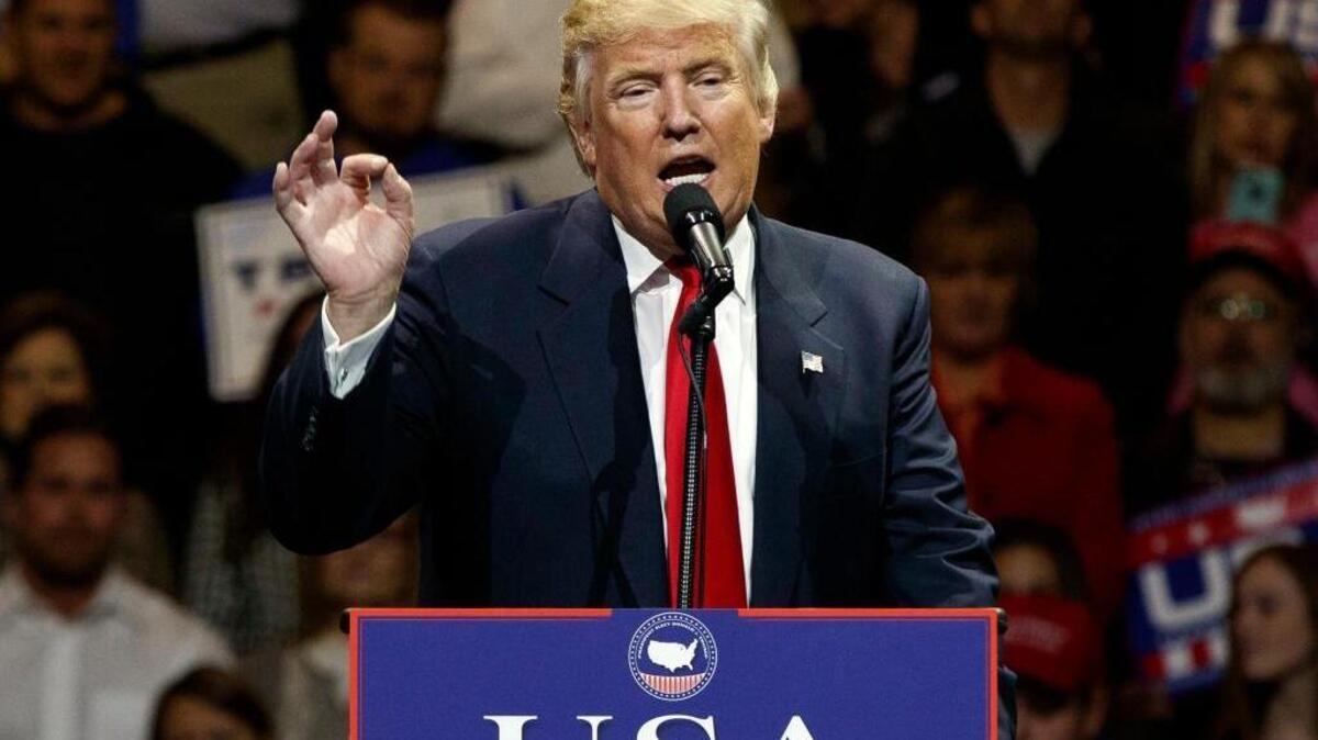 President-elect Donald Trump gestures as he speaks during a “USA Thank You” tour event in Cincinnati on Dec. 1. Russia’s government staunchly denies reports that it tampered in the U.S. election or supported either candidate, but once the results were in, members of President Vladimir Putin’s United Russia party didn’t hold back.