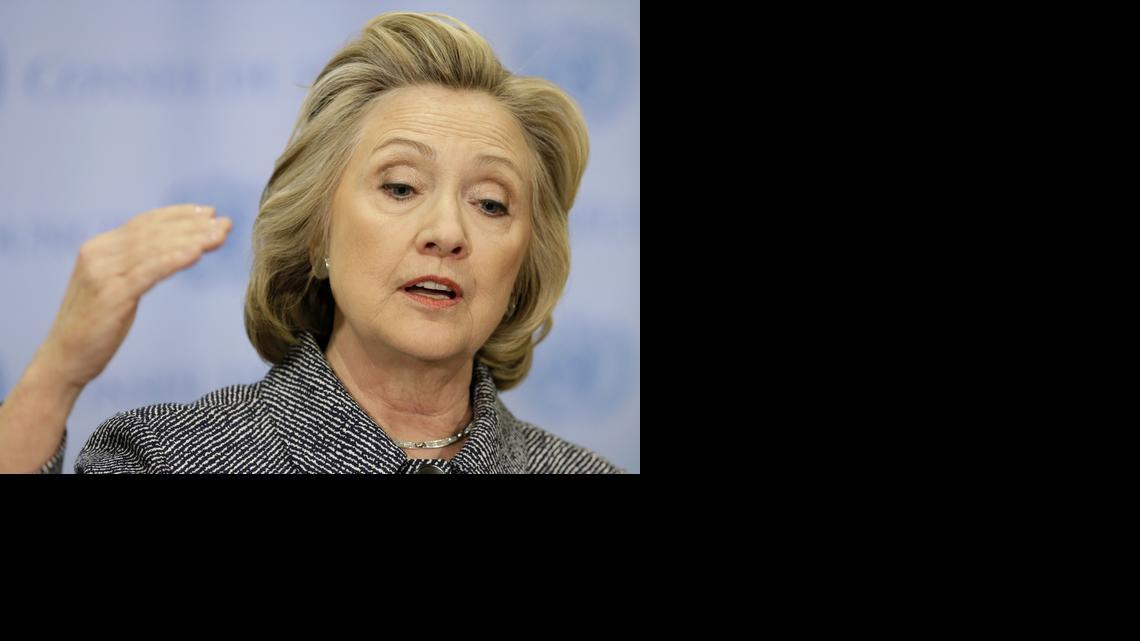 
Former Secretary of State Hillary Rodham Clinton, seen speaking to reporters at United Nations headquarters March 10, tweeted that it was “sad this new Indiana law can happen in America today.” 
