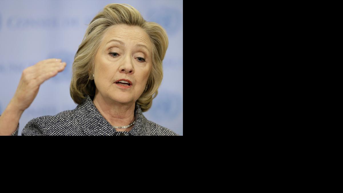 
Former Secretary of State Hillary Rodham Clinton, seen speaking to reporters at United Nations headquarters March 10, tweeted that it was “sad this new Indiana law can happen in America today.” 
