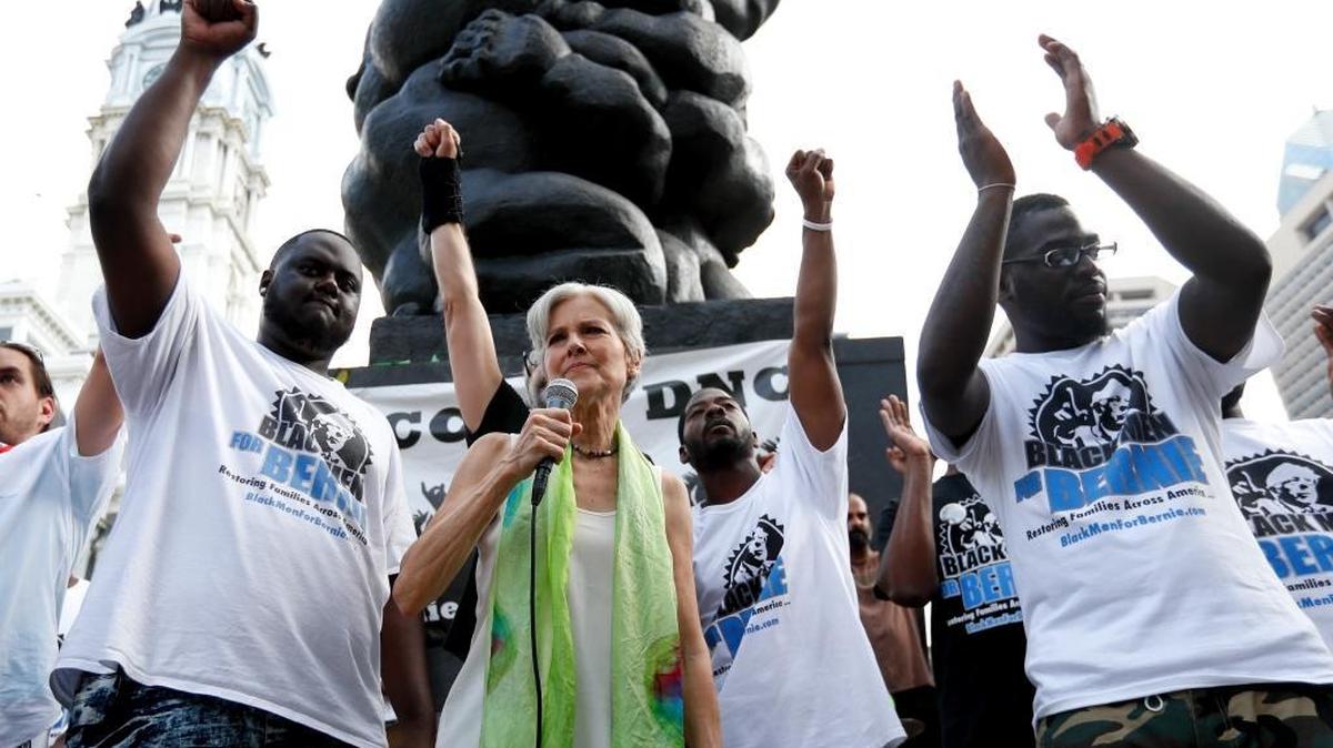 Dr. Jill Stein, presumptive Green Party presidential nominee, speaks at a rally in Philadelphia, July 27, 2016, during the third day of the Democratic National Convention.