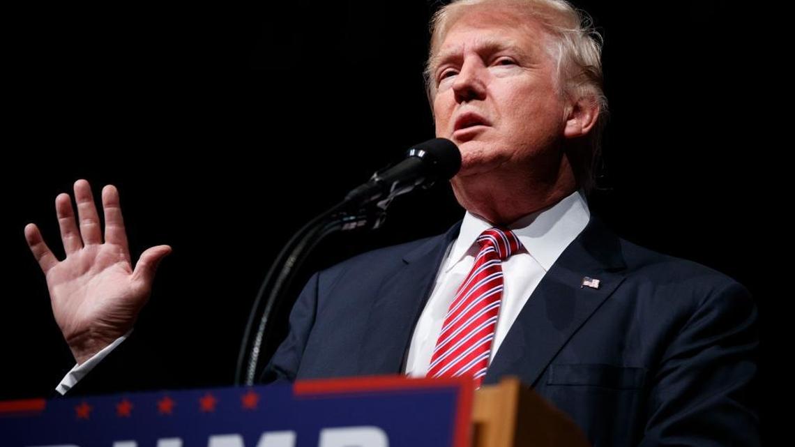 Republican presidential candidate Donald Trump speaks during a campaign rally at Briar Woods High School, Tuesday, Aug. 2, 2016, in Ashburn, Va.