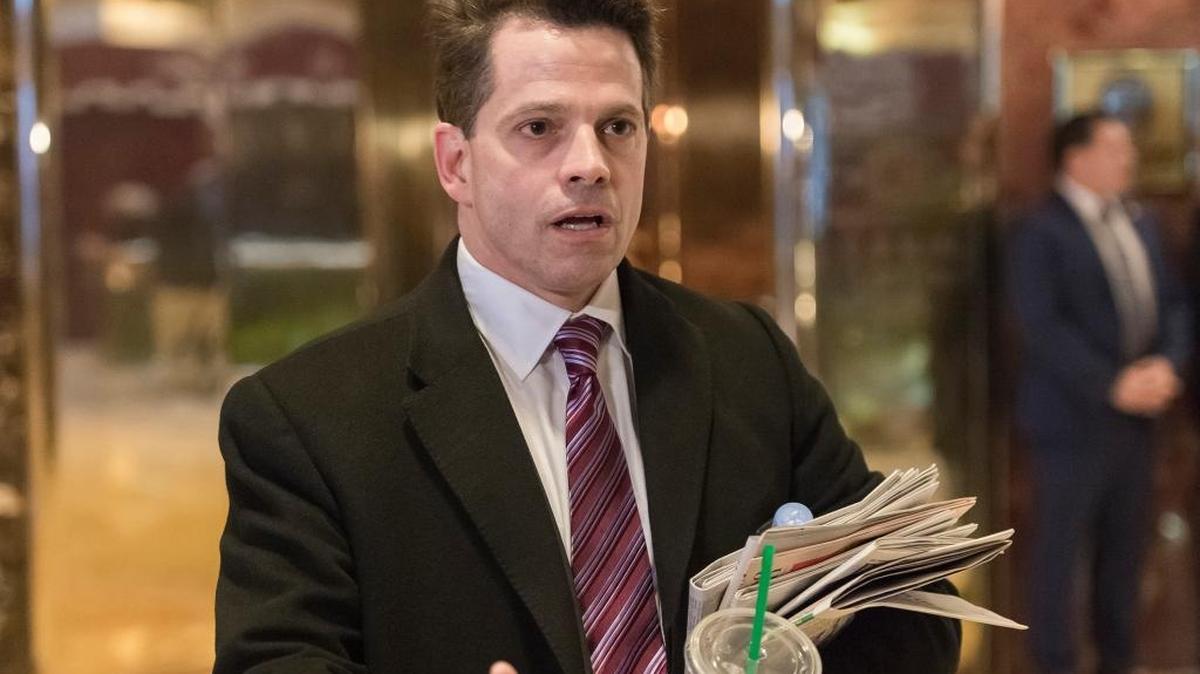 Anthony Scaramucci is seen speaking with members of the press in the lobby of Trump Tower in January in New York City. Scaramucci accepted an offer as White House communications director on Friday.