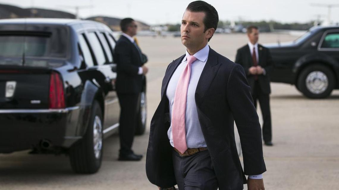 FILE — Donald Trump Jr. arrives on Air Force One at Joint Base Andrews in Maryland, April 16, 2017. Donald Trump Jr. is said to have arranged a meeting with a Kremlin-linked lawyer during the 2016 presidential campaign after he was told he would be provided with damaging details about Hillary Clinton, according to three advisers to the White House briefed on the meeting and two others with knowledge of it.
