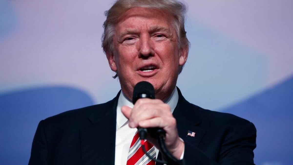 Republican presidential candidate Donald Trump speaks to the Values Voter Summit on Friday, Sept. 9, 2016, in Washington.