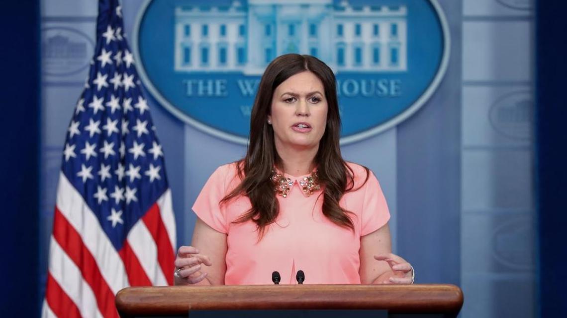 White House deputy press secretary Sarah Huckabee Sanders talks to the media during the daily press briefing at the White House in Washington, Friday, May 5, 2017. Sanders discussed the republican health care bill and other topics.