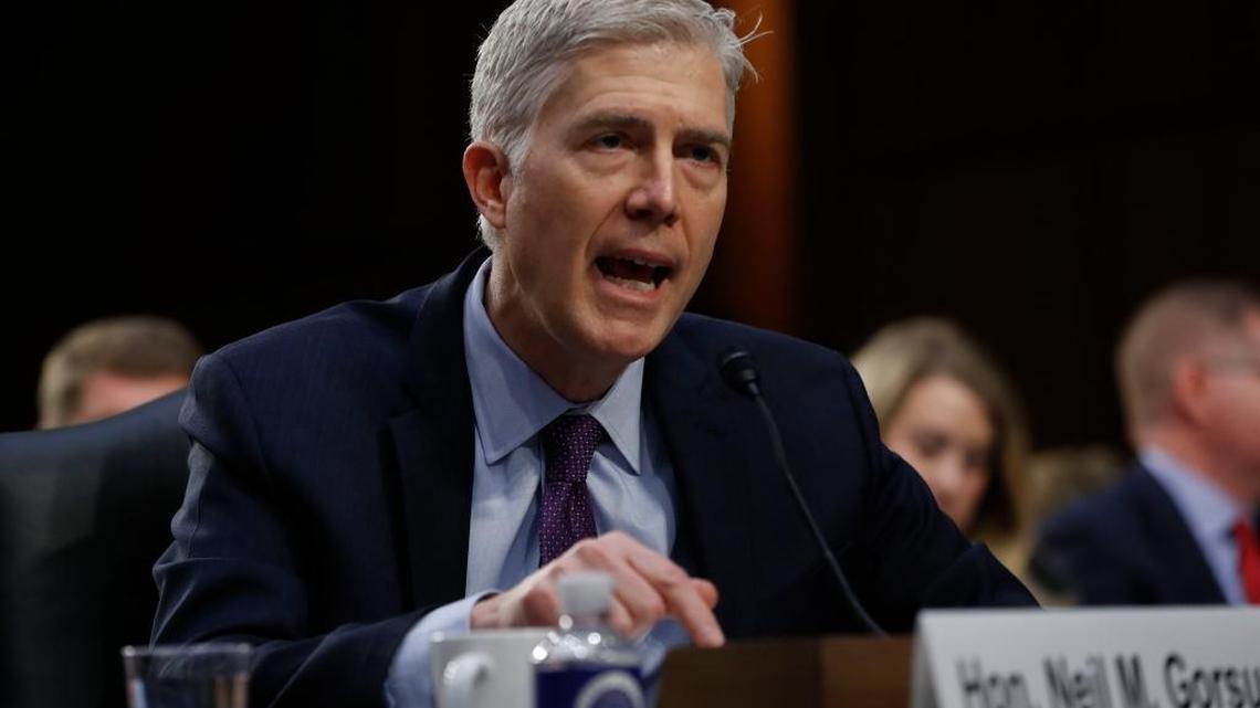 Supreme Court nominee Judge Neil Gorsuch speaks on Capitol Hill in Washington on March 21, 2017, during his confirmation hearing before the Senate Judiciary Committee.