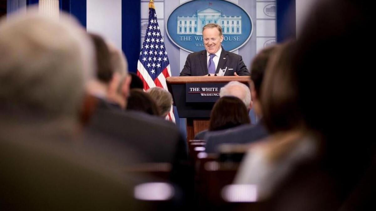 White House Press Secretary Sean Spicer speaks during the daily news briefing at the White House in Washington, Monday, March 13, 2017.