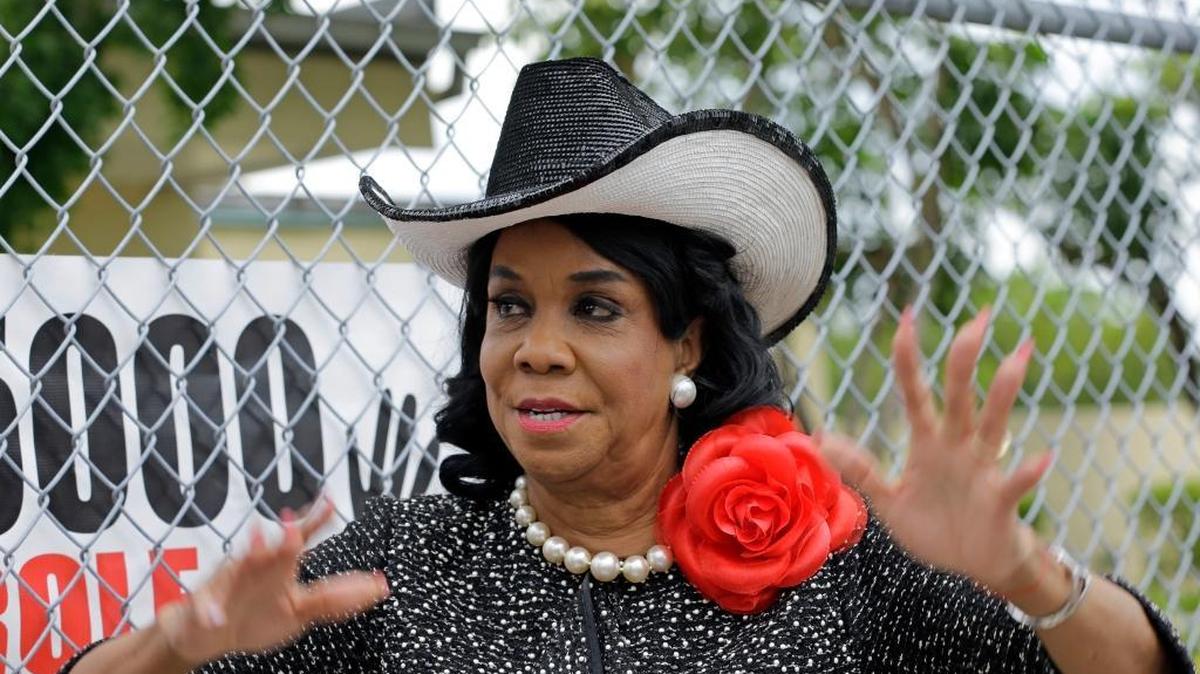 Rep. Frederica Wilson, D-Fla., talked to reporters last week in Miami Gardens, Fla. Wilson is standing by her statement that President Donald Trump told Myeshia Johnson, the widow of Sgt. La David Johnson killed in an ambush in Niger, that her husband "knew what he signed up for." In a Wednesday morning tweet, Trump said Wilson's description of the call was "fabricated."