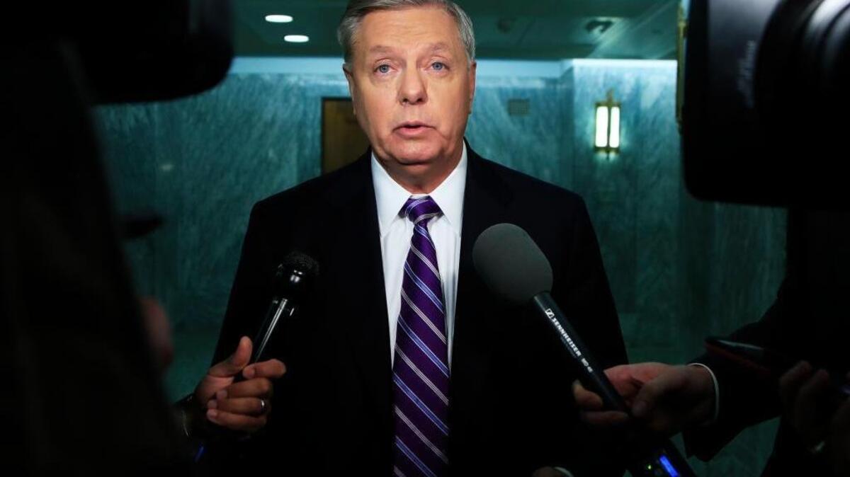 Sen. Lindsey Graham, R-S.C., speaks to reporters on Capitol Hill in Washington this week.