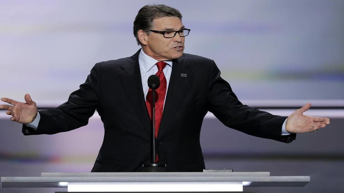 Former Governor Rick Perry of Texas speaks during the opening day of the Republican National Convention in Cleveland, July 18, 2016. Perry was named to President-elect Donald Trump’s Cabinet.