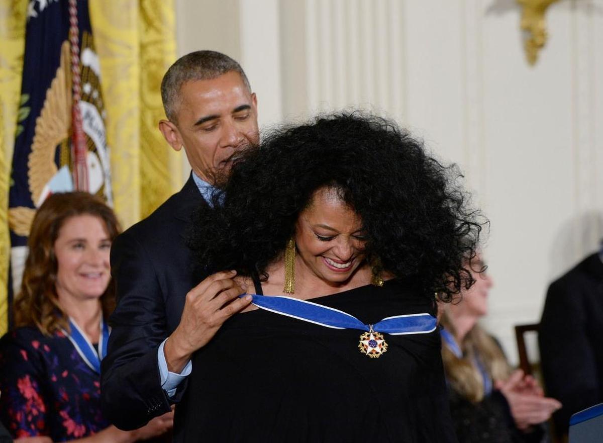 President Barack Obama presented Diana Ross with the Presidential Medal of Freedom, the nation's highest civilian honor, during a ceremony on Tuesday, Nov. 22, 2016.