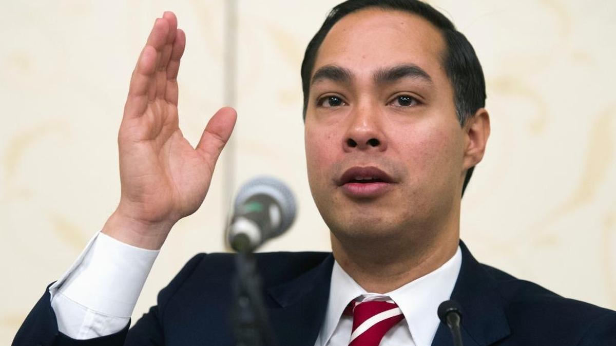 Housing and Urban Development Secretary Julian Castro speaks to mayors during a Community Development and Housing Standing Committee meeting, Thursday, Jan. 21, 2016, at the U.S. Conference of Mayors Winter Meeting in Washington.