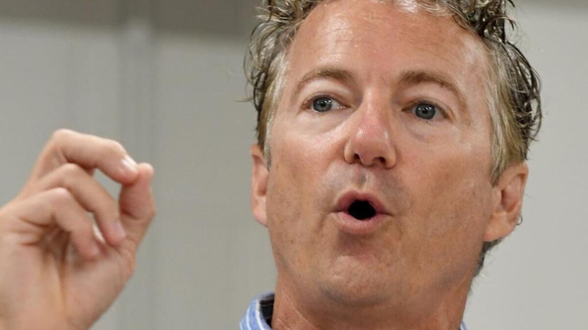 U.S. Sen. Rand Paul, R-Ky., speaks Aug. 6, 2016, at the Graves County Republican breakfast in Mayfield, Ky.