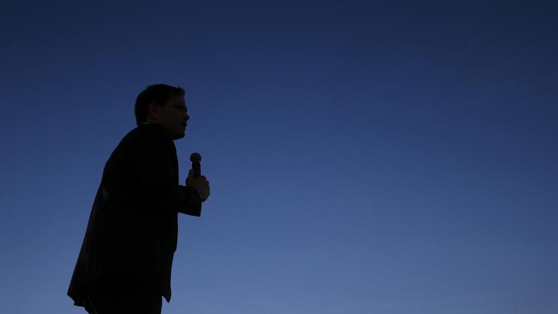 Republican presidential candidate Marco Rubio speaks during a campaign rally in Hialeah on Wednesday.