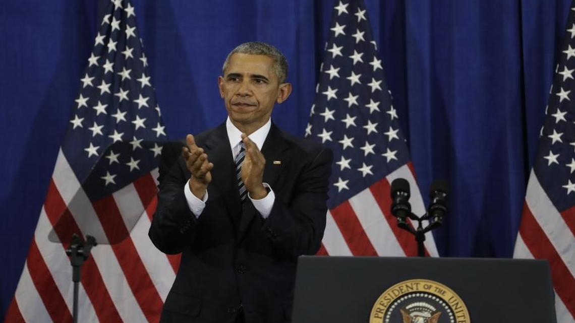 President Barack Obama during a speech at MacDill Air Force Base Tuesday, Dec. 6, 2016, in Tampa, Fla.