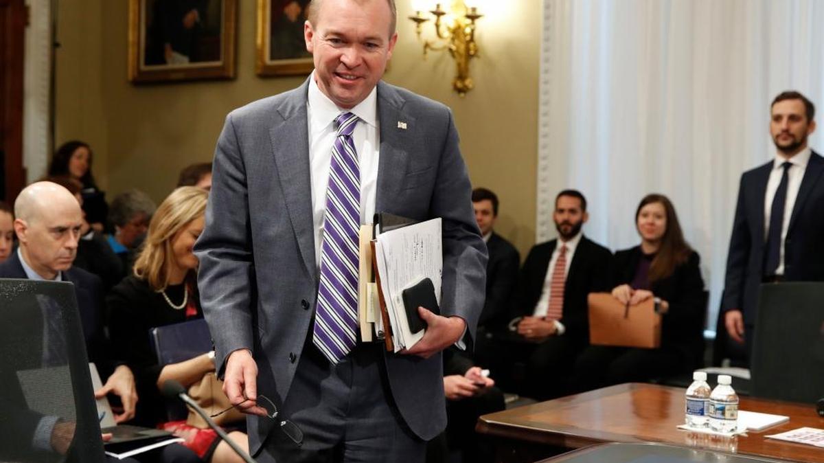 Budget Director Mick Mulvaney arrives on Capitol Hill in Washington, Wednesday, May 24, 2017, to testify before the House Budget Committee hearing about President Donald Trump’s fiscal 2018 federal budget.