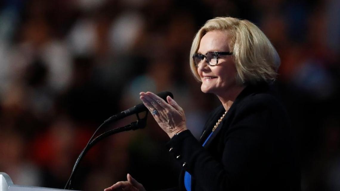 Sen. Claire McCaskill speaks during the final day of the Democratic National Convention in Philadelphia, Thursday, July 28, 2016.