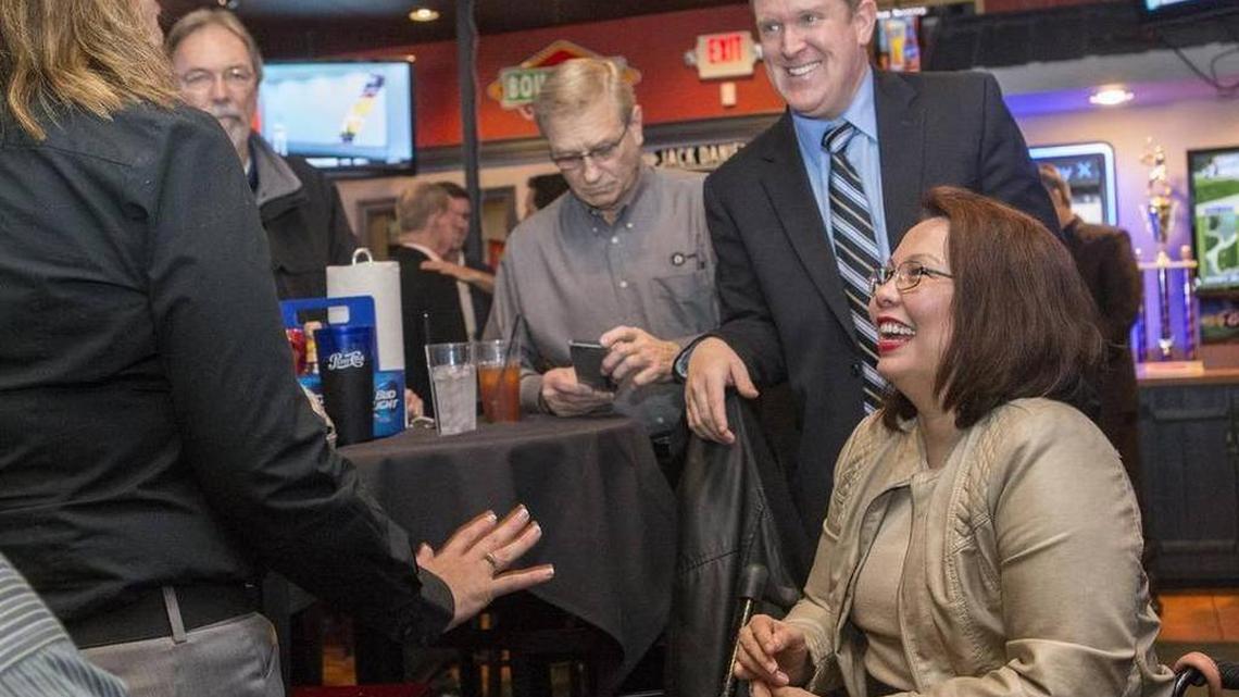 Rep. Tammy Duckworth, D-Ill., at Pitchers Sports Pub & Pizzeria in Belleville. Duckworth is Republican U.S. Sen. Mark Kirk’s re-election opponent.