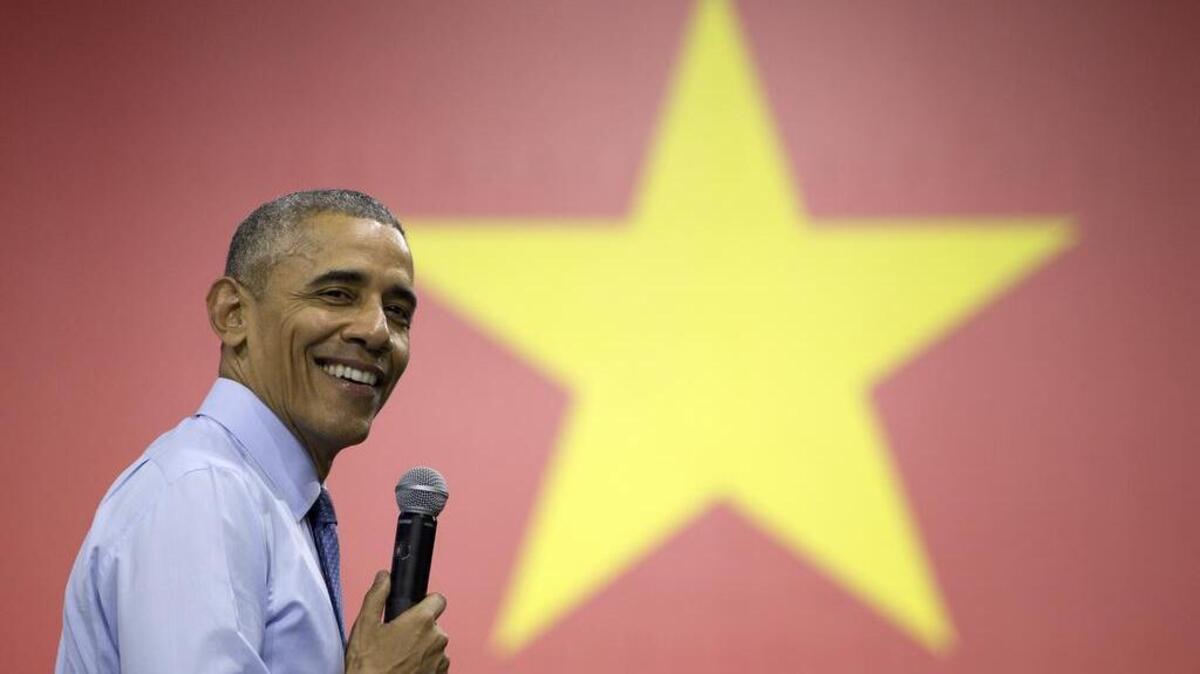 U.S. President Barack Obama spoke to Vietnamese young people during the Young Southeast Asian Leaders Initiative town hall meeting in Ho Chi Minh City, Vietnam, Wednesday, May 25, 2016.