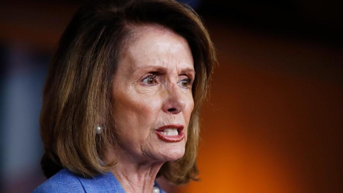 House Minority Leader Nancy Pelosi of California speaks to reporters during a news conference on Capitol Hill in Washington Thursday.