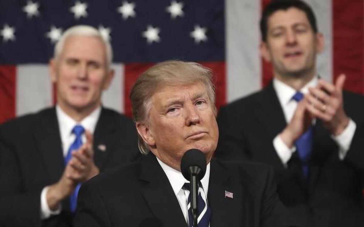 President Donald Trump reacts after addressing a joint session of Congress on Capitol Hill in Washington, Tuesday, Feb. 28, 2017.