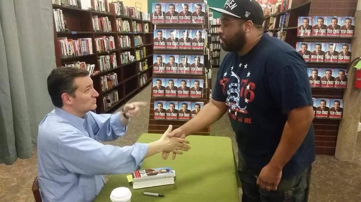 Brian Bledsoe when meeting U.S. Sen. Ted Cruz at a book signing in Waxahachie. Bledsoe, of Grapevine, was a staunch Cruz supporter, even volunteering for Cruz’s presidential campaign.
