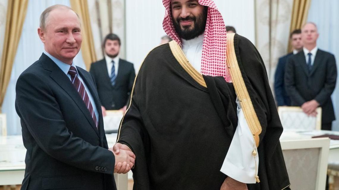 Saudi Deputy Crown Prince and Defense Minister Mohammad bin Salman meets with Russian President Vladimir Putin in Moscow on Tuesday, May 30, 2017. Last week, MBS, as he’s known in Saudi Arabia, was meeting with President Donald Trump in Riyadh.