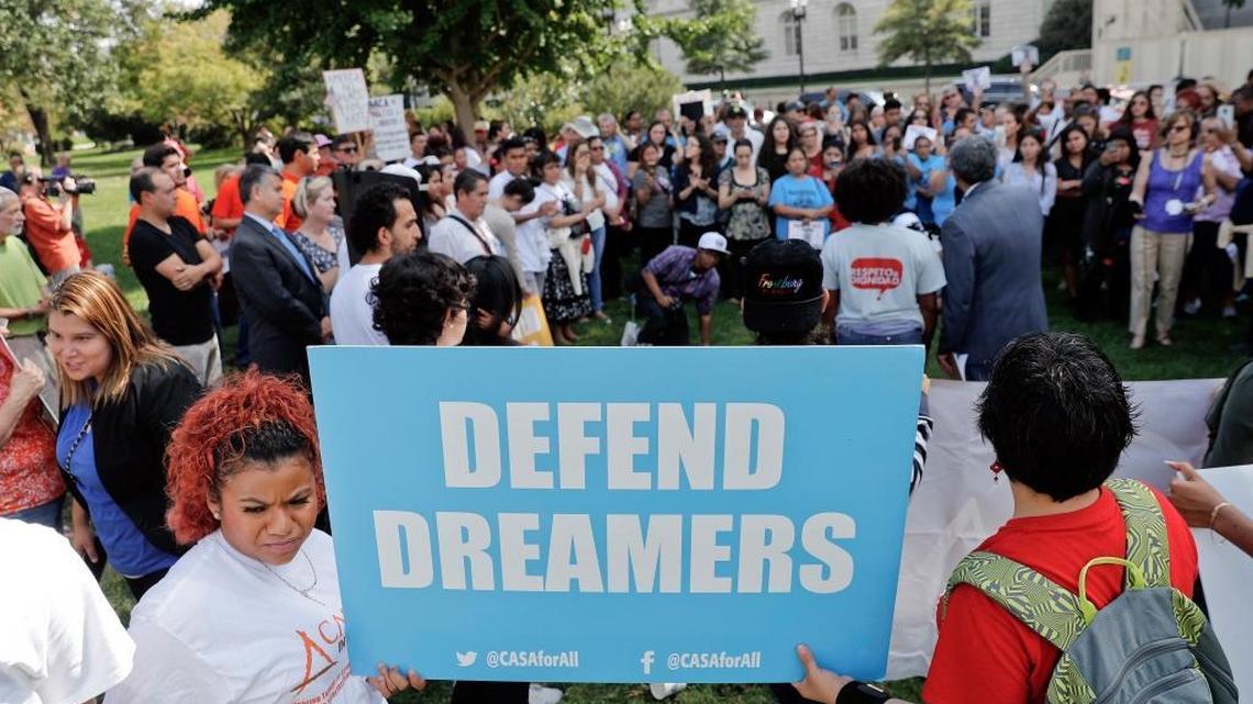 Immigrant rights supporters gather at the U.S. Capitol in Washington. The groups and allies are demanding that Congress pass a 'Clean Dream Act' that will prevent the deportation of Dreamers working and studying in the U.S.