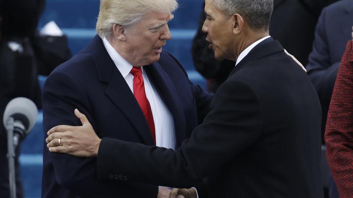 President-elect Donald Trump, left, shakes hands with President Barack Obama before the 58th presidential inauguration at the U.S. Capitol in Washington, Friday, Jan. 20, 2017. Since then, things have gotten less friendly.