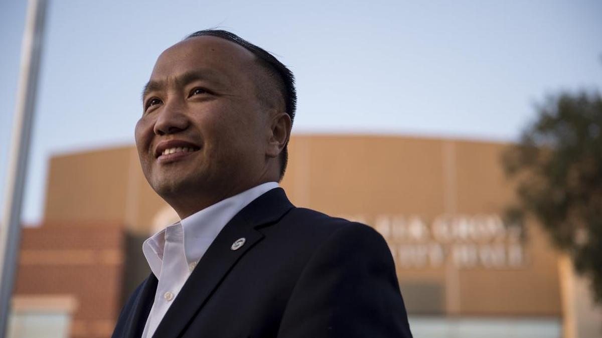 The nation’s first Hmong American mayor, Steve Ly of Elk Grove, Calif., on Thursday, Dec. 1, 2016. Ly developed a passion for democracy from his dad, Capt. Youchao Ly, a Hmong refugee who flew with the Ravens, U.S. Air Force pilots who sniffed out the North Vietnamese army in Laos and then directed bombing raids.