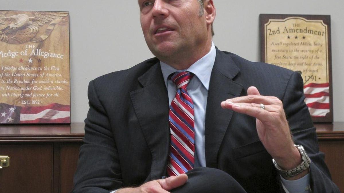 Kansas Secretary of State Kris Kobach answers questions about his run for the Republican nomination for governor.