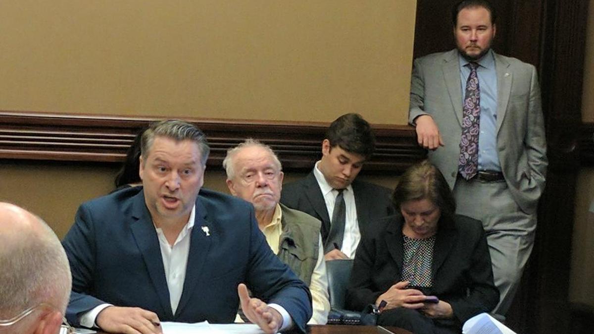 Paton Blough addresses state senators while advocating for requiring additional training in mental health for law enforcement officers in Columbia, S.C., on March 6, 2017.