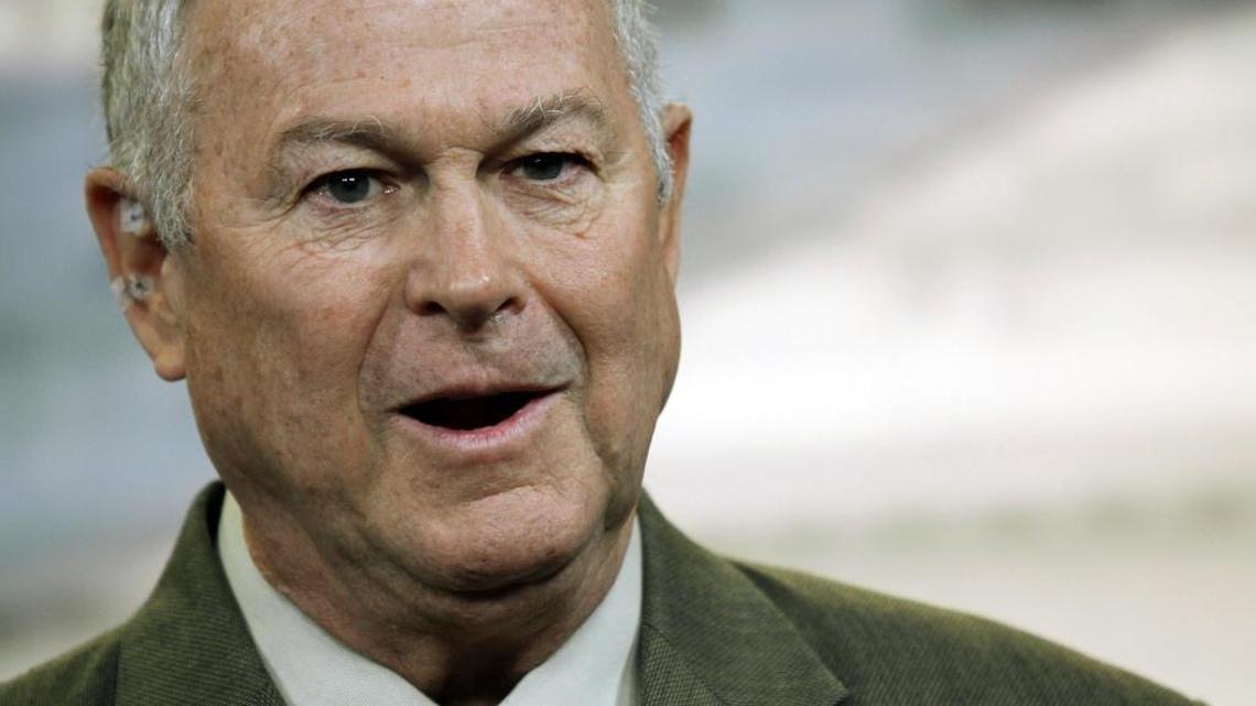 In this Nov. 13, 2013 file photo, Rep. Dana Rohrabacher, R-Calif., speaks during a news conference on Capitol Hill in Washington. He has emerged as one of Russia’s biggest defenders on Capitol Hill, and Democrats are using that position to argue he’s not focused on the district.