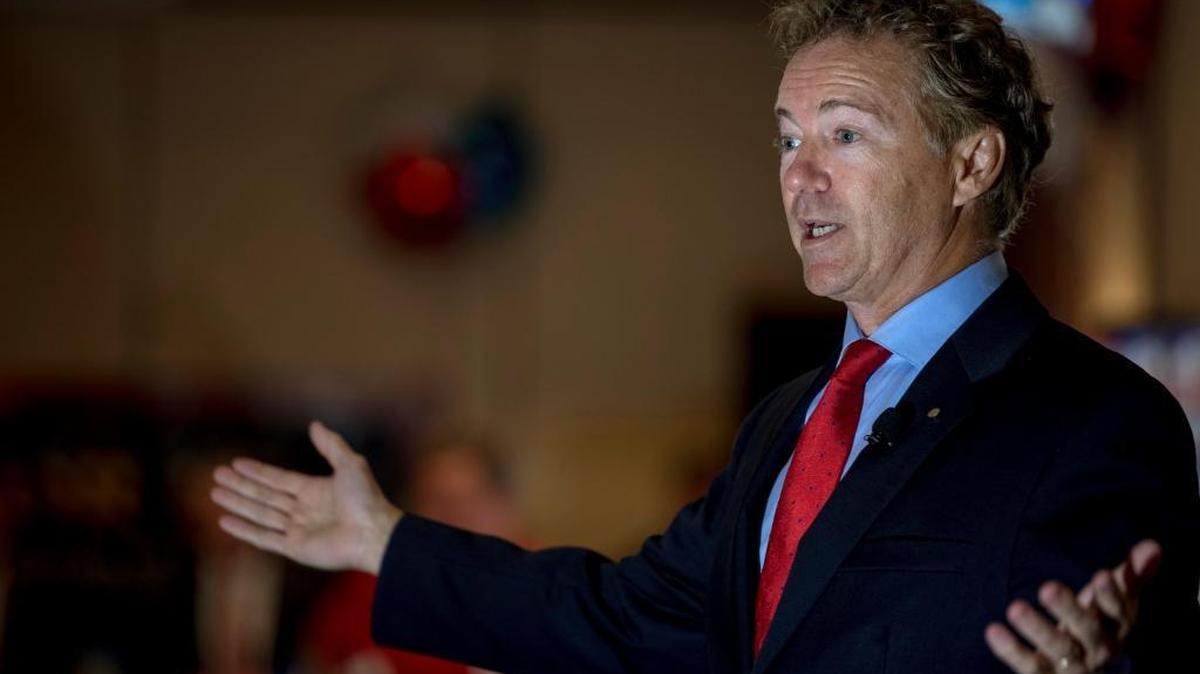 Sen. Rand Paul, R-Ky., speaks to supporters gathered at The Champions of Liberty Rally in Hebron, Ky.