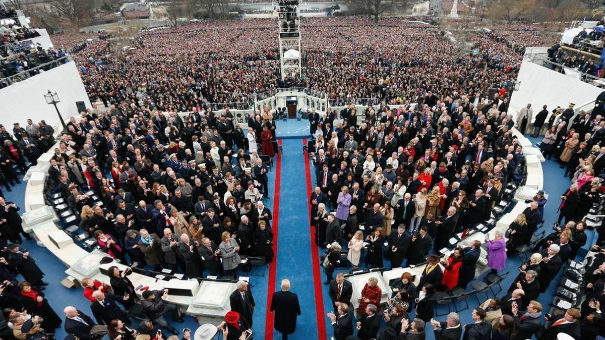 President-elect Donald Trump arrives during the 58th Presidential Inauguration at the U.S. Capitol in Washington, Friday, Jan. 20, 2017.