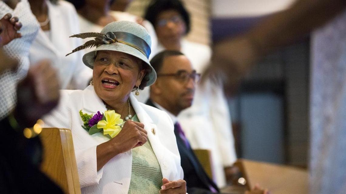 Congresswoman Alma Adams, who proposed the bill honoring Maya Angelou, is seen here at the East Stonewall A.M.E Zion Church in Charlotte while attending a service in July, 2015.