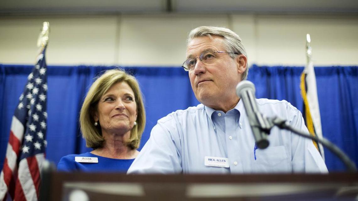 Rep. Rick Allen of Georgia quoted Bible passages describing and condemning homosexuality in a Republican caucus meeting Thursday.