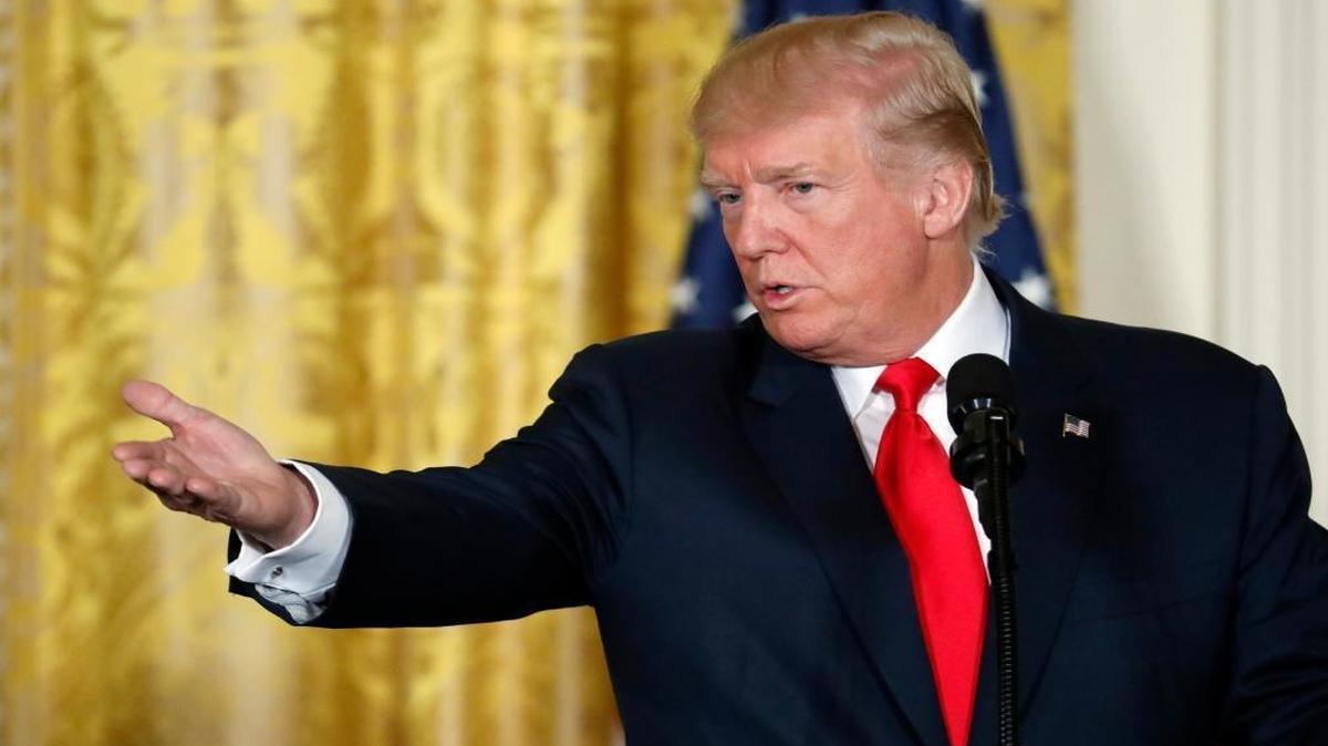 President Donald Trump gestures during a joint news conference with the Finnish President. Trump used the occassion to call the NAFTA agreement with Mexico and Canada one of the worst trade deals in history.