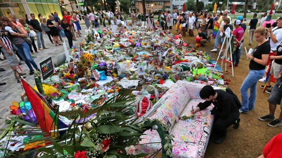 Mourners gathered Saturday in downtown Orlando to remember the victims of the Pulse nightclub shooting. On Monday, the Senate will consider four bills that supporters say would help limit the ability of suspected terrorists to buy guns. None is expected to pass.