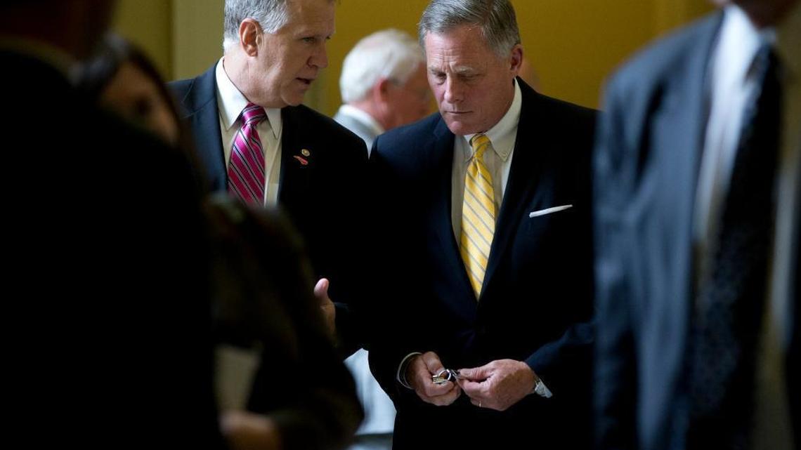 Sen. Richard Burr, R-N.C., shown here as he emerges from a policy luncheon on Capitol Hill in Washington, July 8, 2015.