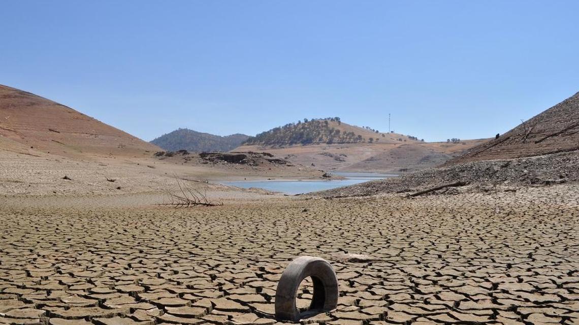 McClure Reservoir dropped so low in 2015 that it supplied virtually no water to the Merced Irrigation District. Photo taken in 2015 by district employee Mike Jensen.