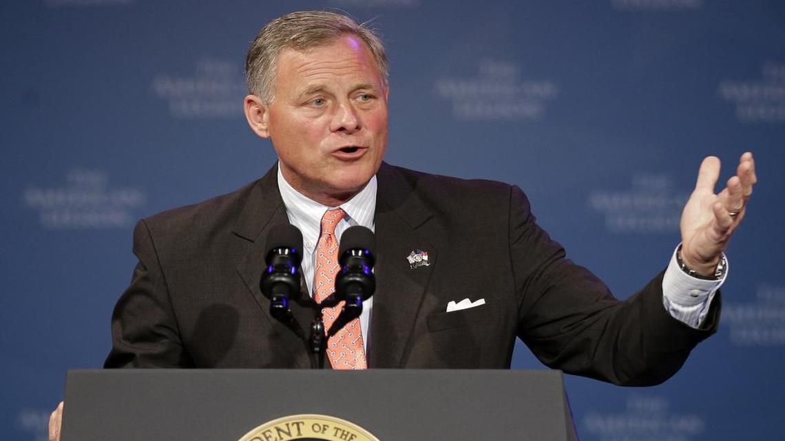 In this Aug. 26, 2014, photo Sen. Richard Burr, R-N.C. speaks during the American Legion national convention in Charlotte, N.C.